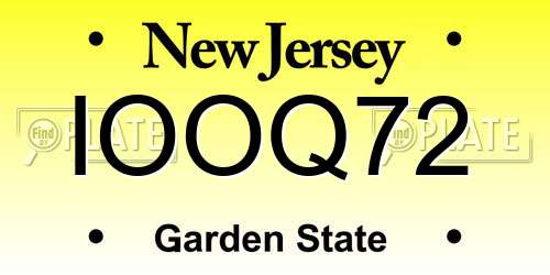 IOOQ72 New Jersey License Plate