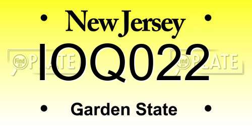 IOQ022 New Jersey License Plate