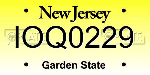 IOQ0229 New Jersey License Plate