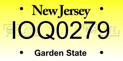 IOQ0279 New Jersey License Plate