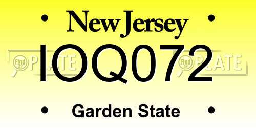IOQ072 New Jersey License Plate