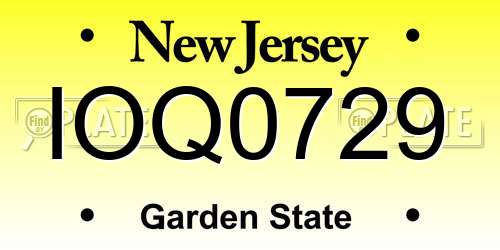 IOQ0729 New Jersey License Plate