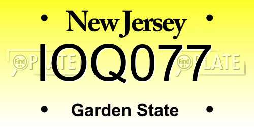 IOQ077 New Jersey License Plate