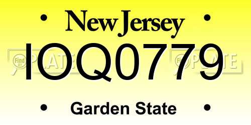 IOQ0779 New Jersey License Plate