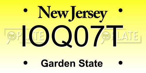IOQ07T New Jersey License Plate