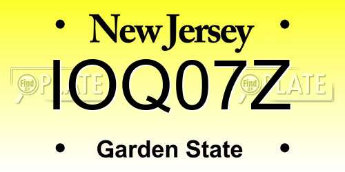 IOQ07Z New Jersey License Plate