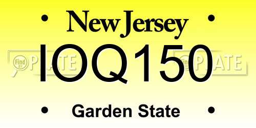 IOQ150 New Jersey License Plate