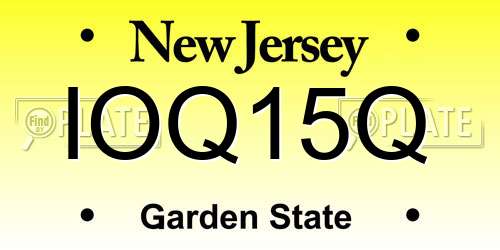 IOQ15Q New Jersey License Plate