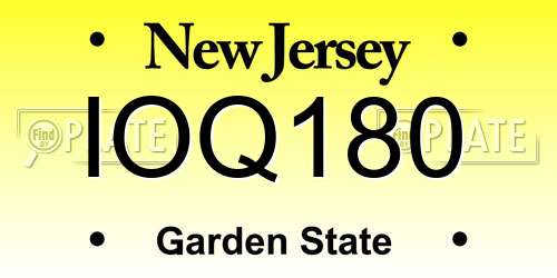 IOQ180 New Jersey License Plate