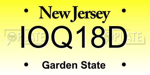 IOQ18D New Jersey License Plate