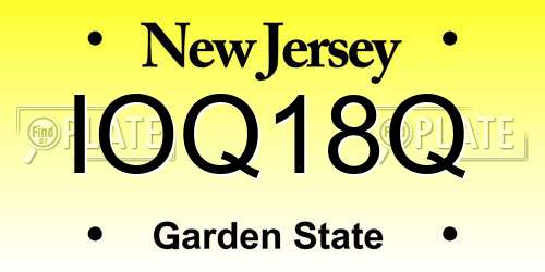 IOQ18Q New Jersey License Plate