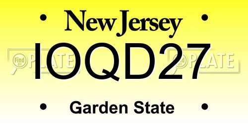 IOQD27 New Jersey License Plate