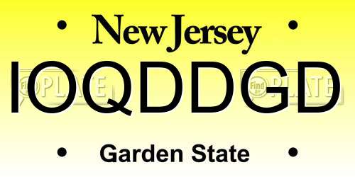 IOQDDGD New Jersey License Plate