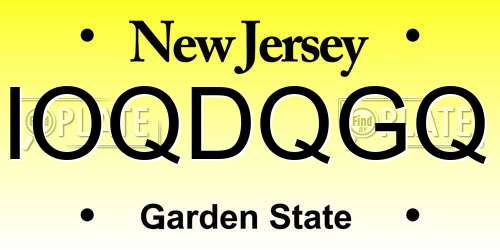 IOQDQGQ New Jersey License Plate