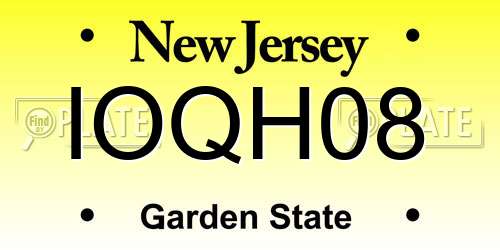 IOQH08 New Jersey License Plate