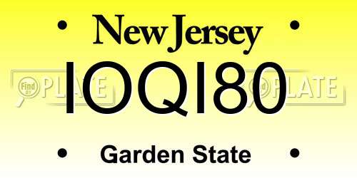 IOQI80 New Jersey License Plate