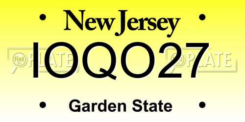 IOQO27 New Jersey License Plate