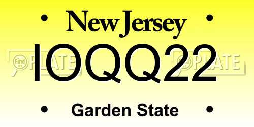 IOQQ22 New Jersey License Plate
