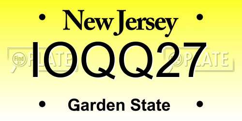 IOQQ27 New Jersey License Plate
