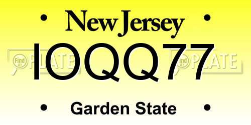 IOQQ77 New Jersey License Plate