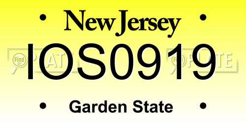 IOS0919 New Jersey License Plate