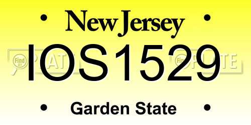 IOS1529 New Jersey License Plate