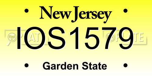 IOS1579 New Jersey License Plate