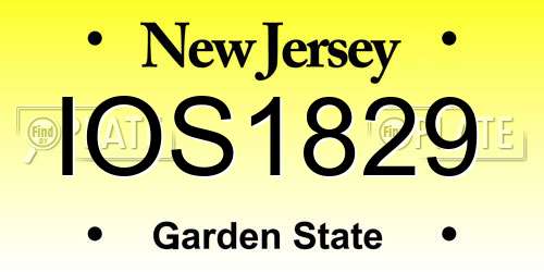 IOS1829 New Jersey License Plate