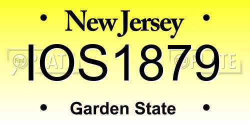 IOS1879 New Jersey License Plate