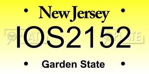IOS2152 New Jersey License Plate
