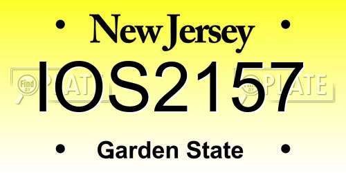 IOS2157 New Jersey License Plate