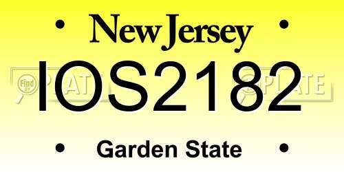 IOS2182 New Jersey License Plate