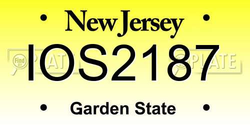 IOS2187 New Jersey License Plate