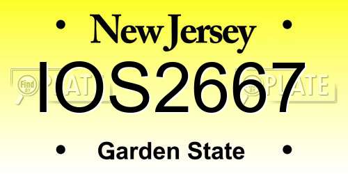 IOS2667 New Jersey License Plate