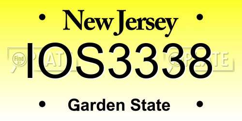IOS3338 New Jersey License Plate