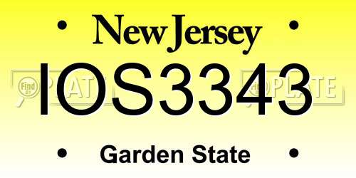 IOS3343 New Jersey License Plate