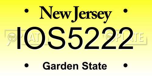 IOS5222 New Jersey License Plate