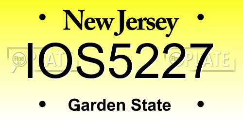 IOS5227 New Jersey License Plate