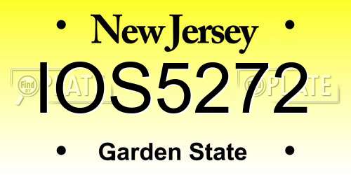 IOS5272 New Jersey License Plate