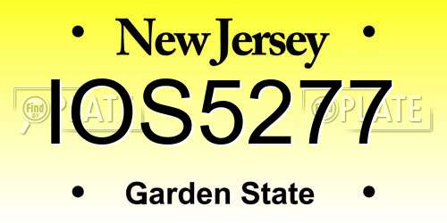 IOS5277 New Jersey License Plate