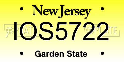 IOS5722 New Jersey License Plate