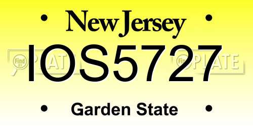 IOS5727 New Jersey License Plate