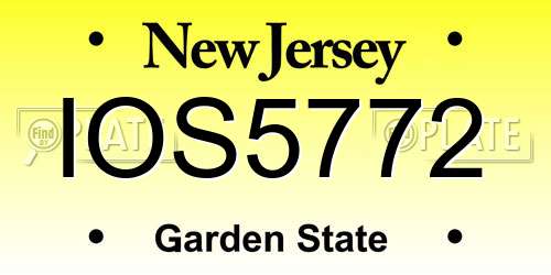 IOS5772 New Jersey License Plate