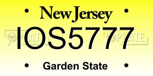 IOS5777 New Jersey License Plate