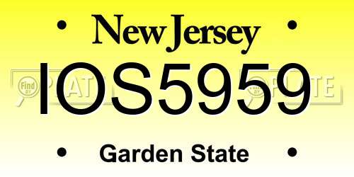 IOS5959 New Jersey License Plate