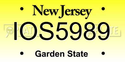 IOS5989 New Jersey License Plate