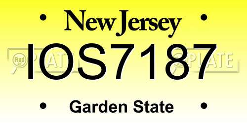 IOS7187 New Jersey License Plate