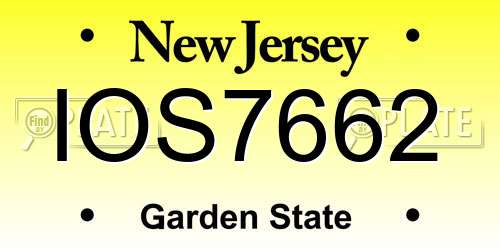 IOS7662 New Jersey License Plate