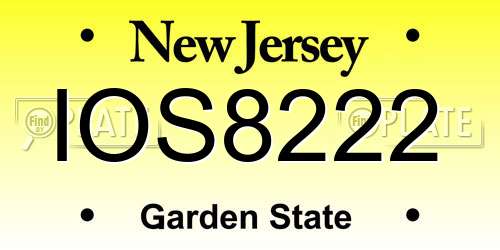 IOS8222 New Jersey License Plate