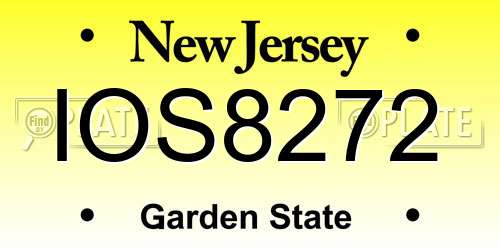 IOS8272 New Jersey License Plate